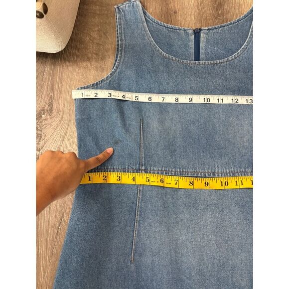 80s denim sleeveless sun faded midi dress - Picture 7 of 7